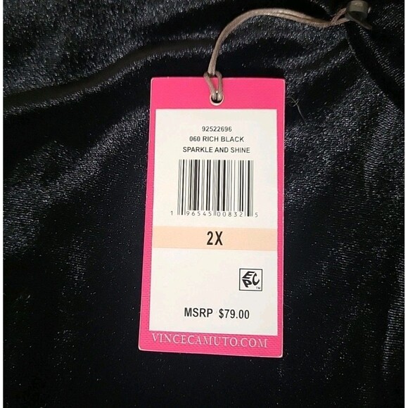 Vince Camuto Womens Plus 2X Velvet Open Front Chic Cardigan layer Black New $79 - Picture 2 of 7